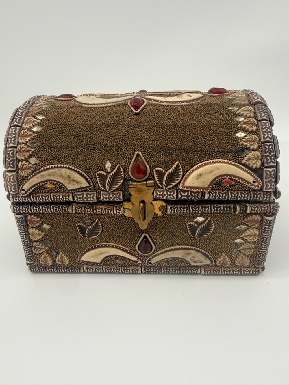Embellished Brown and Cream Decorative Jewelry Trinket Box
